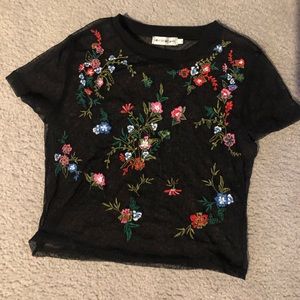 Urban Outfitters Embroidered Mesh Crop Top